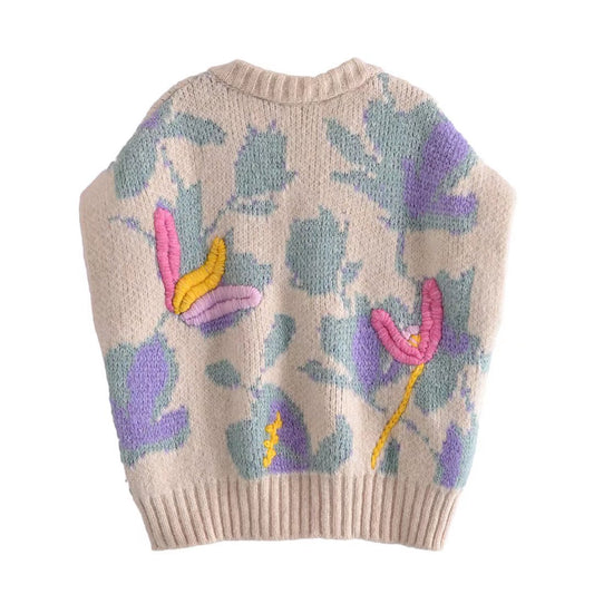 V-Neck Embroidered Knit Tank Top