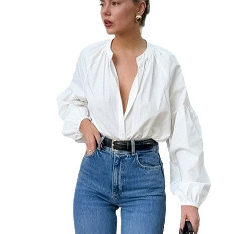 Round Neck Loose High-end Sense Shirt Women
