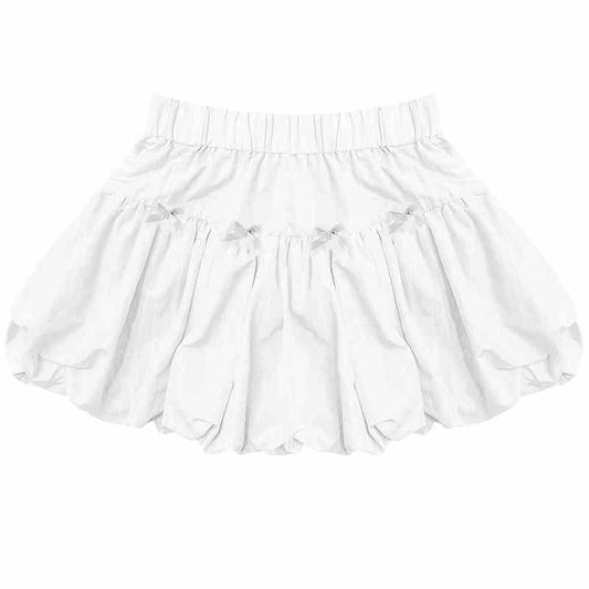 Bow Elastic Waist A- Line Bud Skirt