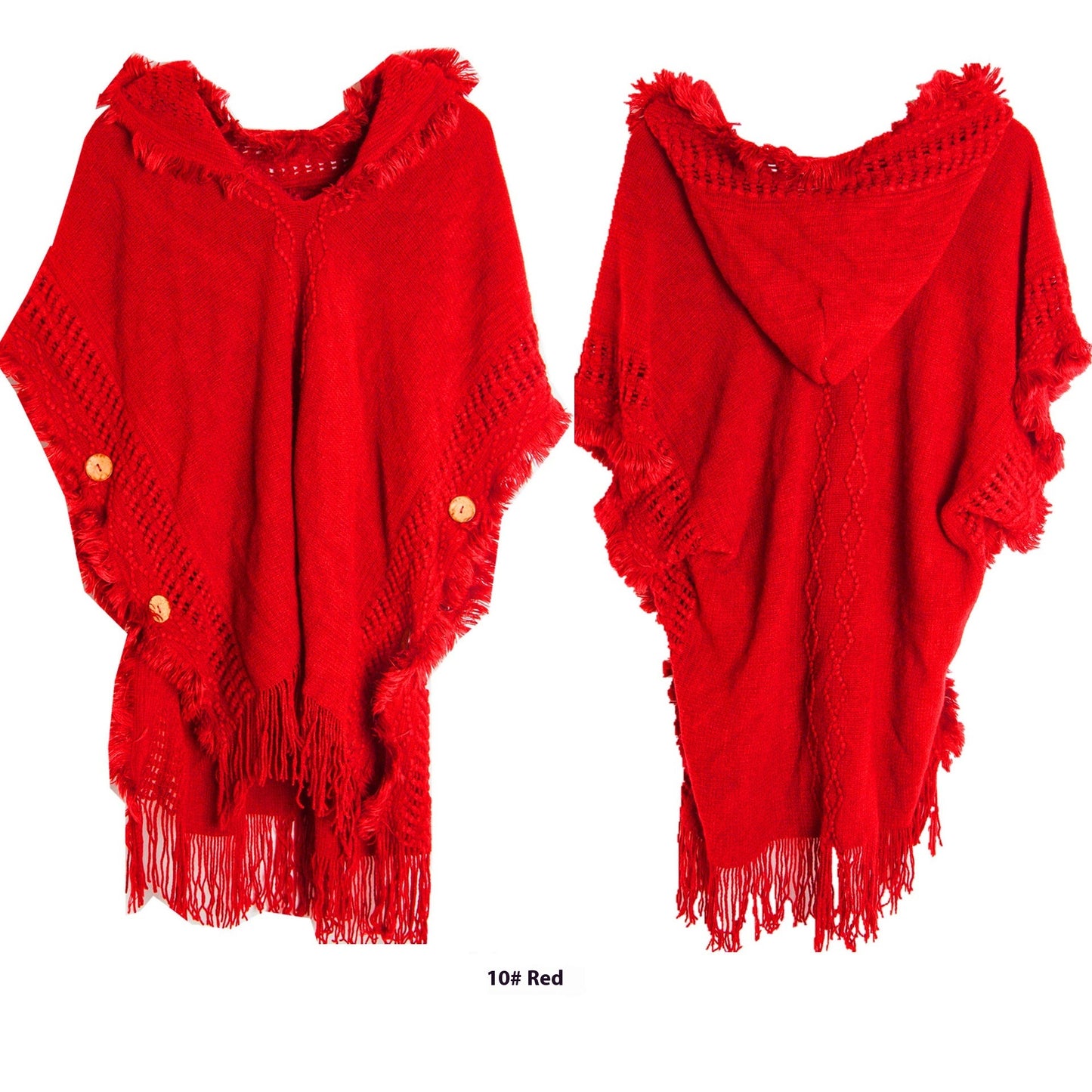 Button Shawl Bohemian Tassel Sweater