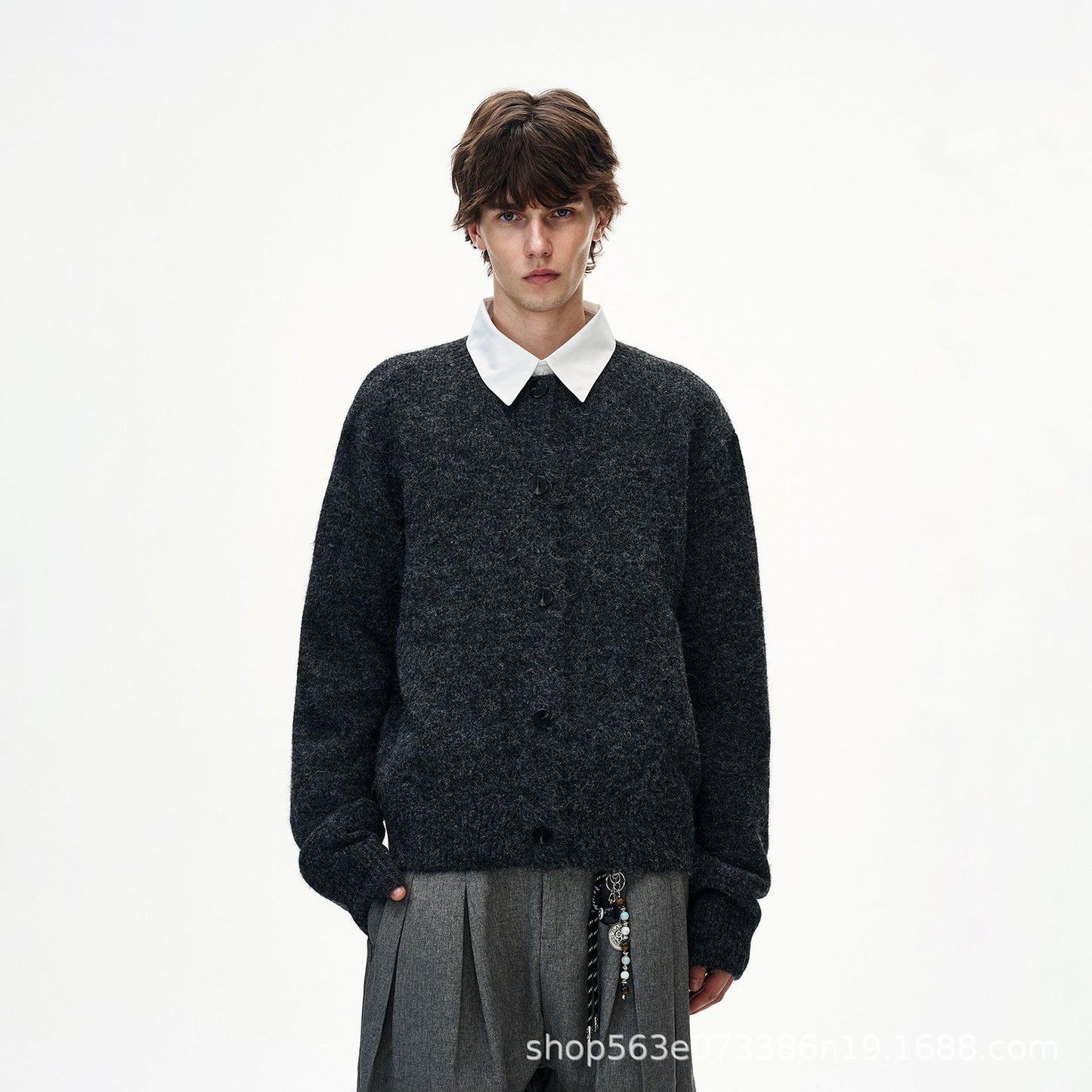 Street V-neck American-style Cardigan Sweater For Men
