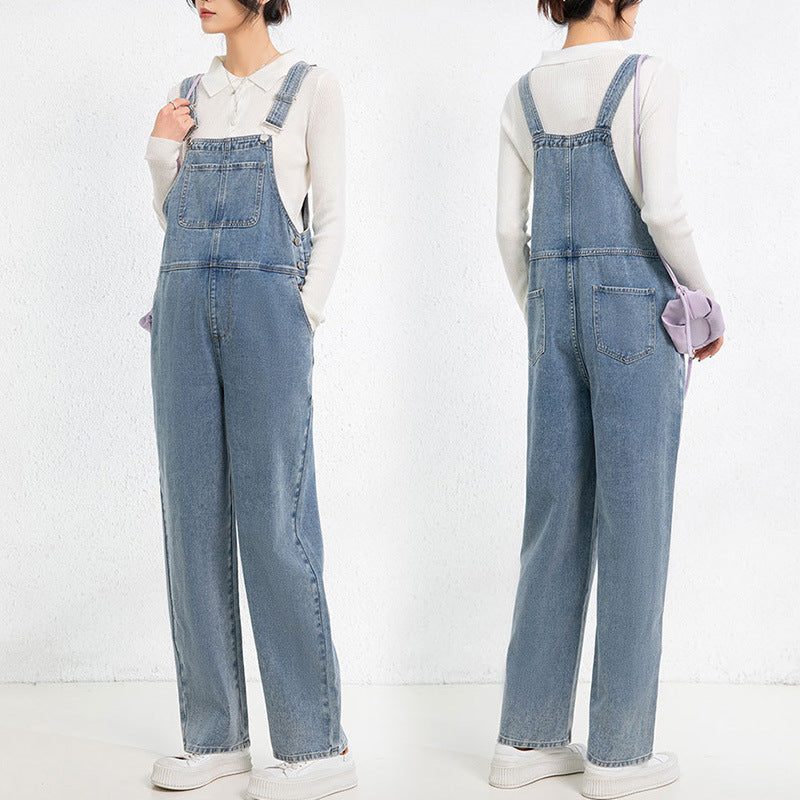 Loose-fit Age-reducing Versatile Maternity Bib Overalls With Tummy Support