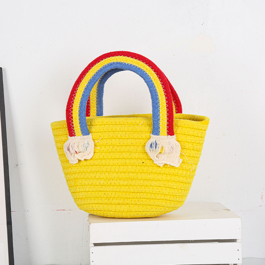 Cotton rope handbag-yellow-1 piece