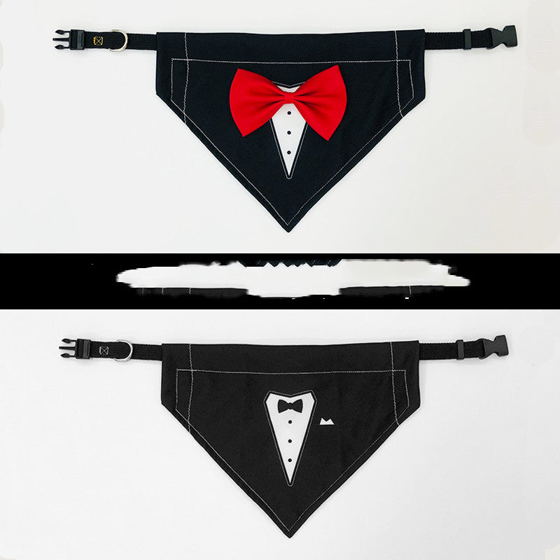 Dog Gentleman Suit Bow Tie Bib Saliva Towel