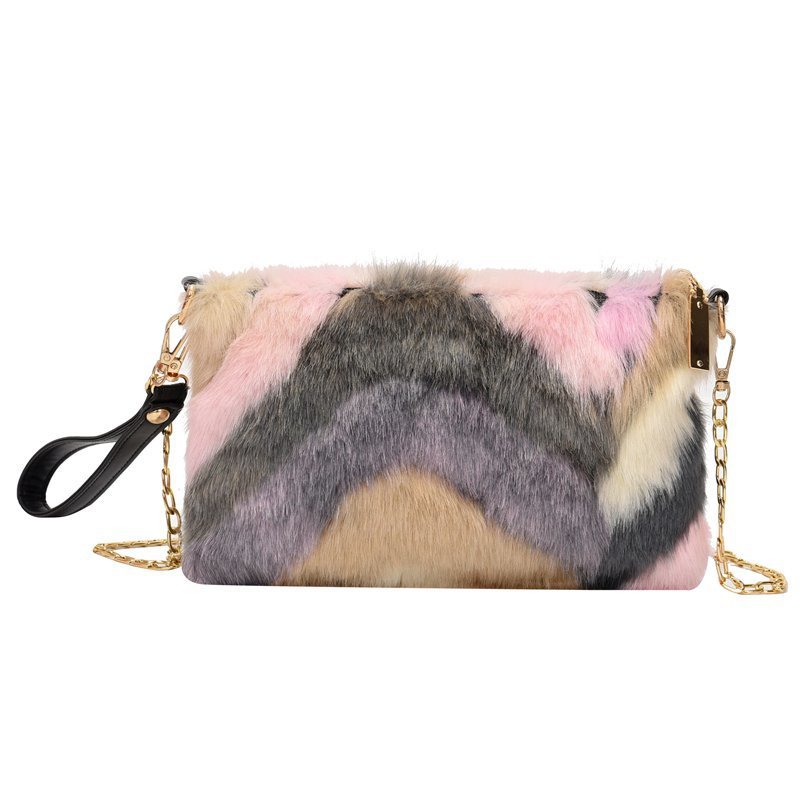 Women's Fashion All-matching One-shoulder Crossbody Chain Plush Bag