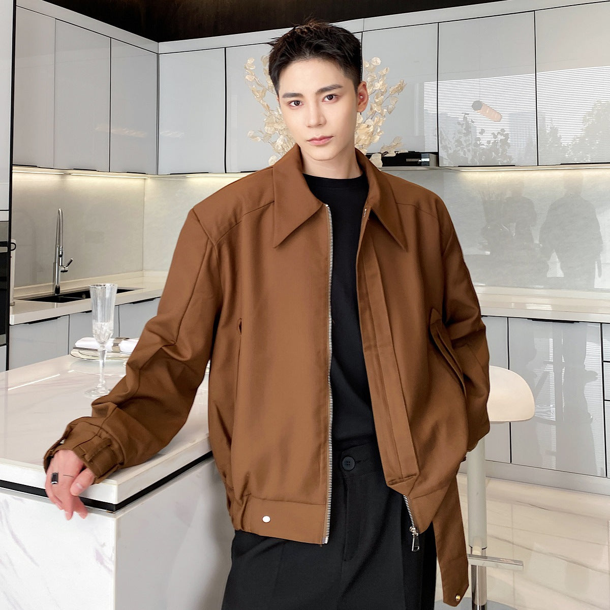 Fashion Men's Lapel Loose Windproof Coat