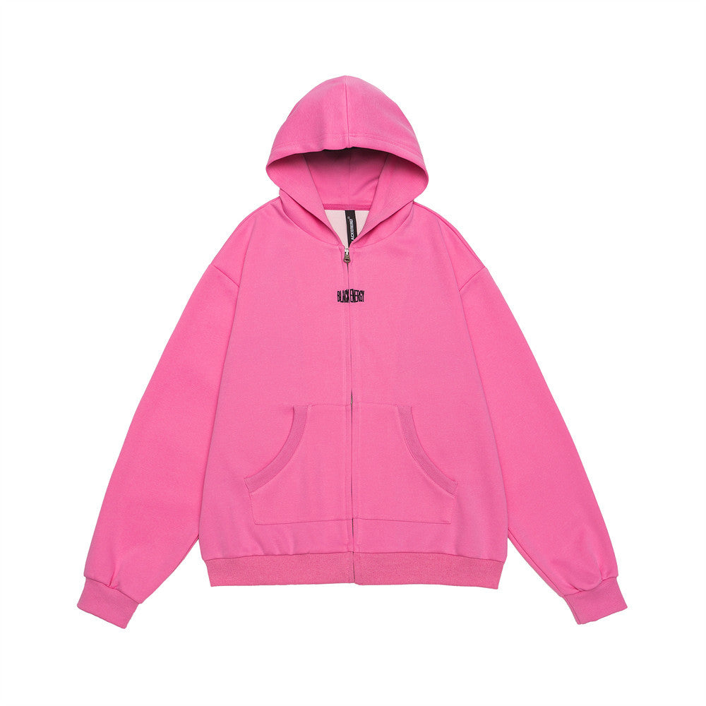 Simple Letter Embroidery Hooded Loose Sweater Men