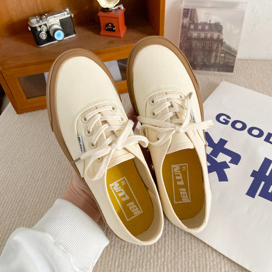 Flat-bottomed Retro Hong Kong-style Instagram-style Sneakers For Students