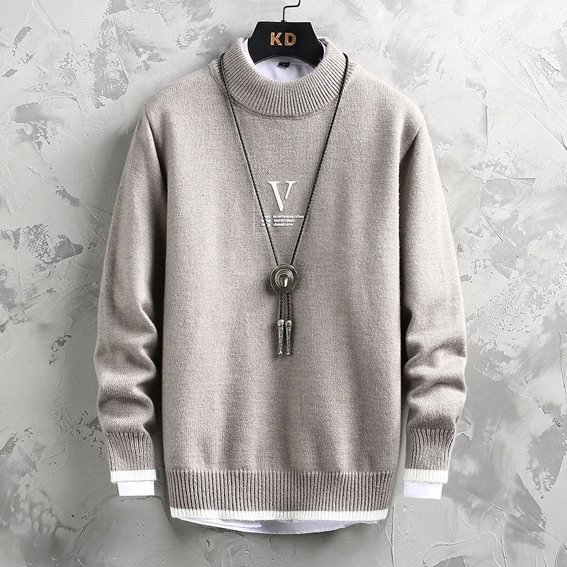 Fashion Half Turtleneck Sweater Men's Loose Long Sleeve Sweater