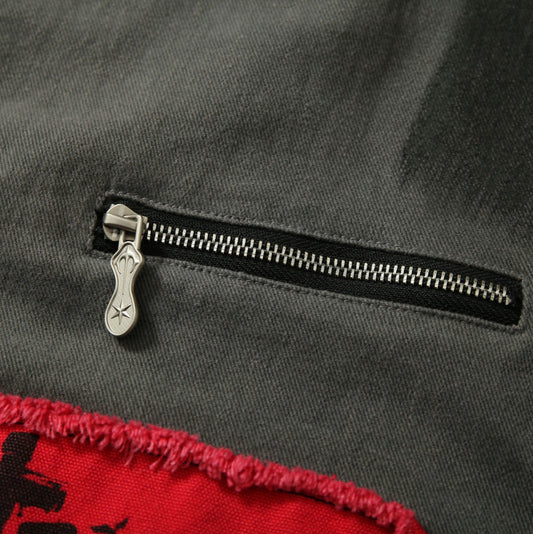 Real Shot American Retro Red And Black Patch Detroit Jacket