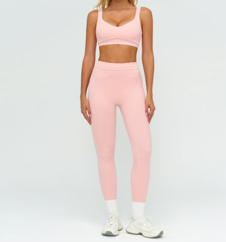 Contrast Color Brushed Yoga Suit Double-shoulder Strap High-grade Sports Workout Clothes