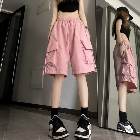 Women's American Summer Thin Wide Leg Casual Shorts