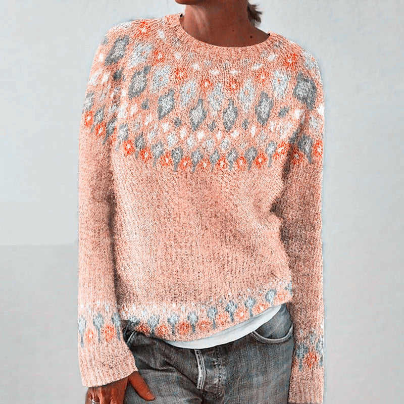Round Neck Multicolor Loose Fashion Pullover Sweater