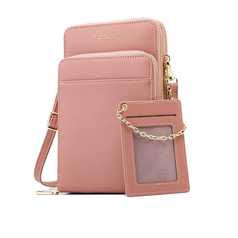Three Zipper Mobile Phone Simple Plain Color Ladies Shoulder Bag