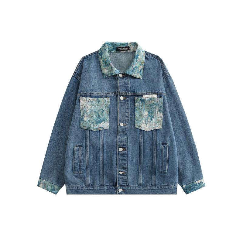 Veste ample en jean imprimée pour couple