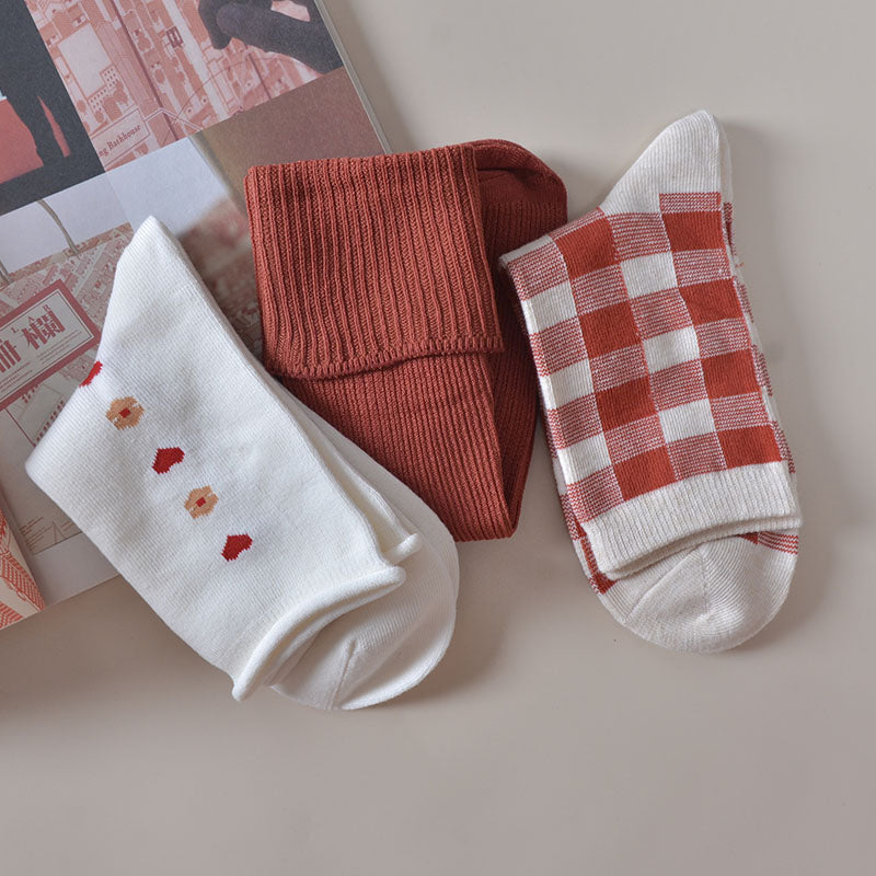 Of Spring Socks Women's Mid-tube Socks Japanese 3 Pairs