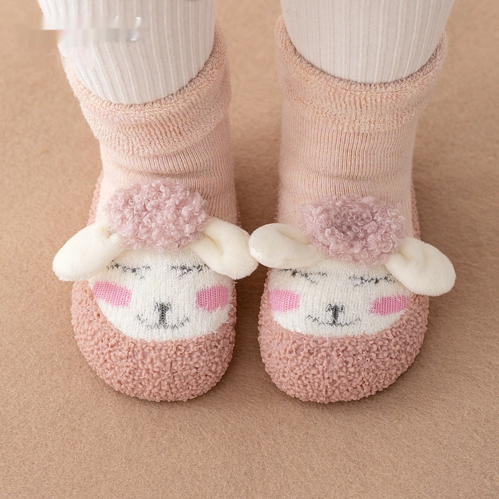 Autumn And Winter Non-slip Cartoon Velvet Extra Thick Fluffy Loop Sock Shoes