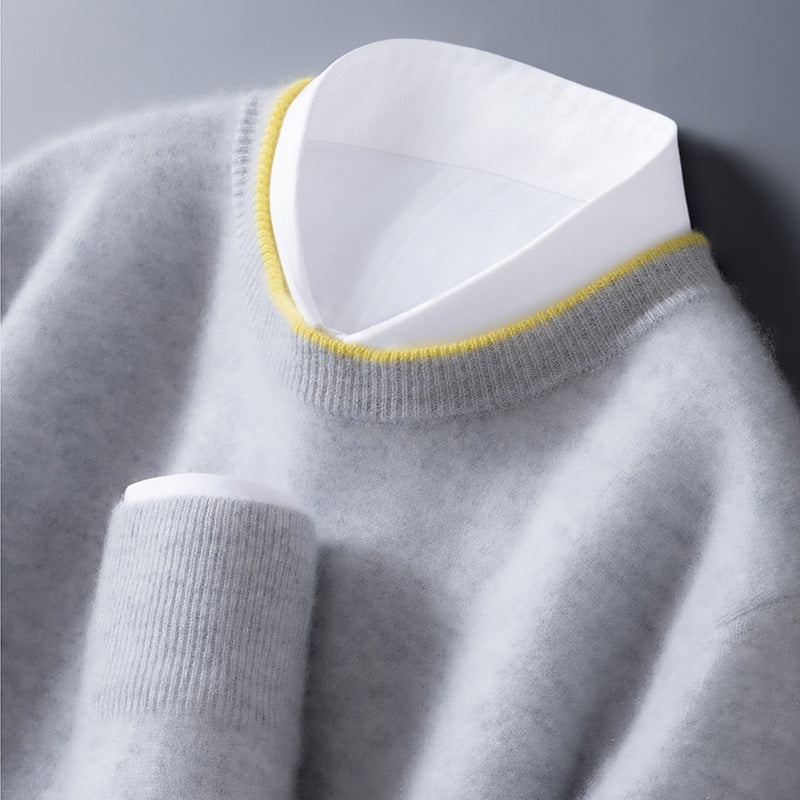 Autumn And Winter Men's Round Neck Multicolor Bottoming Sweater