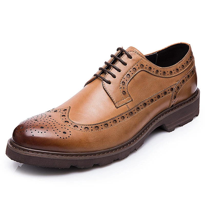 Flat-bottomed Wedge With Hole-burning Movement Thin Belt Casual All-match Men's Leather Shoes