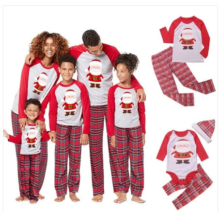 Christmas Suit European And American Style Santa Claus Printed Plaid Pants Parent-child Suit Home Wear