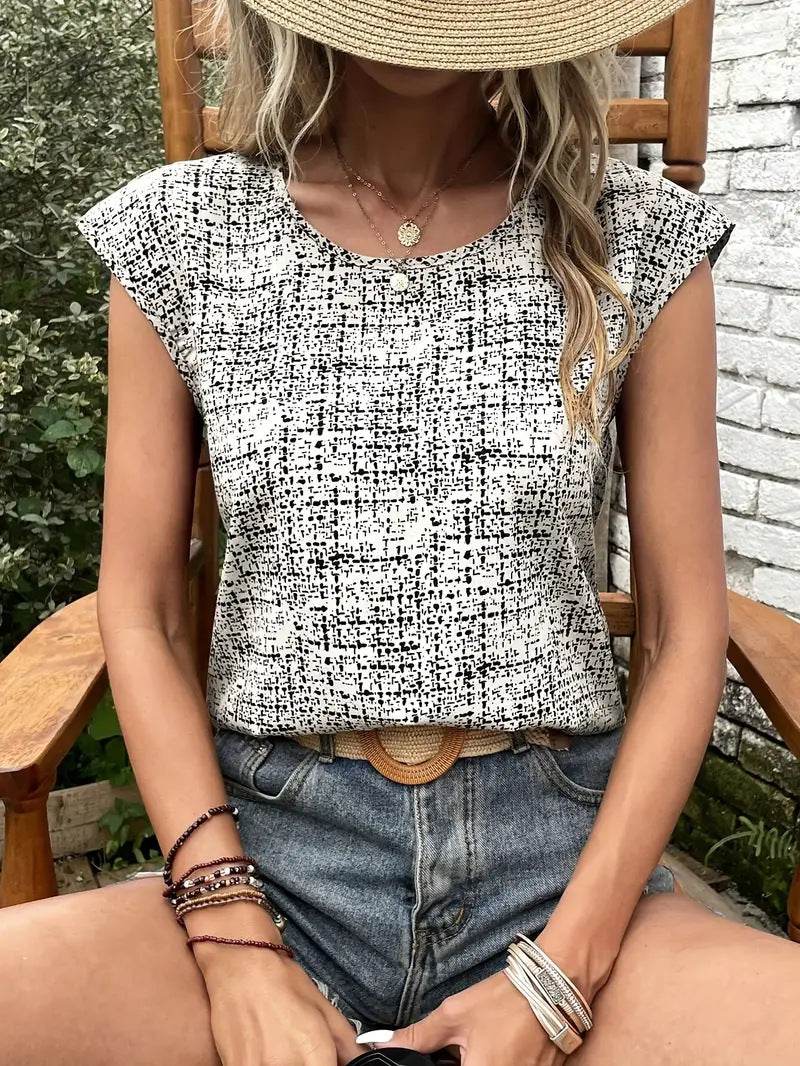 Printed Crew-neck Shirt Springsummer Vintage Short Sleeves