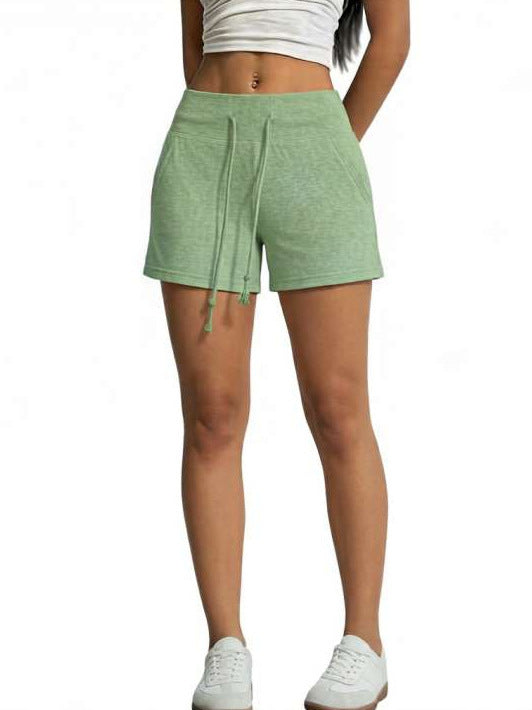 New Casual High-waist Solid-color Athletic Shorts