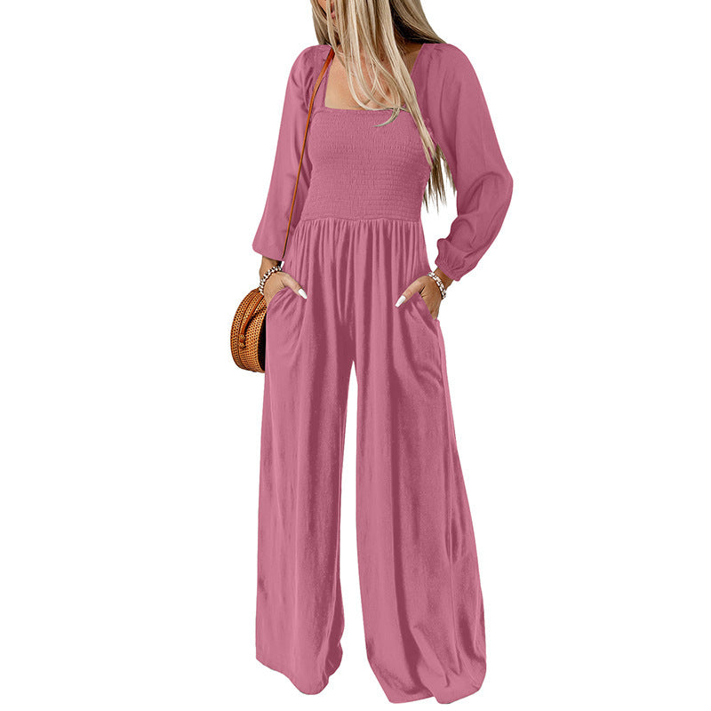 New Solid Color Wide Leg Trousers Women's European And American Thin Simple