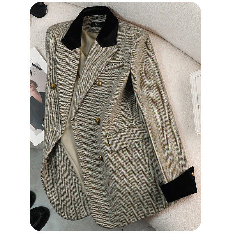 Casual Striped Suit Jacket For Women