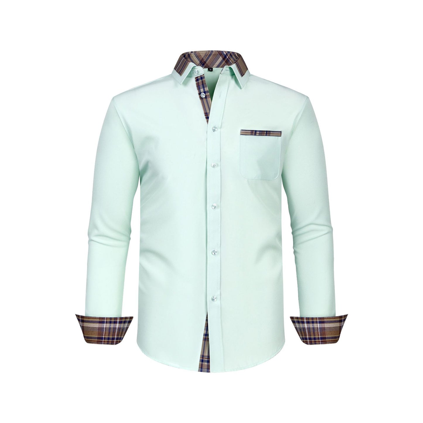 Mens Long-sleeve Shirt With A Patchwork Floral Collar