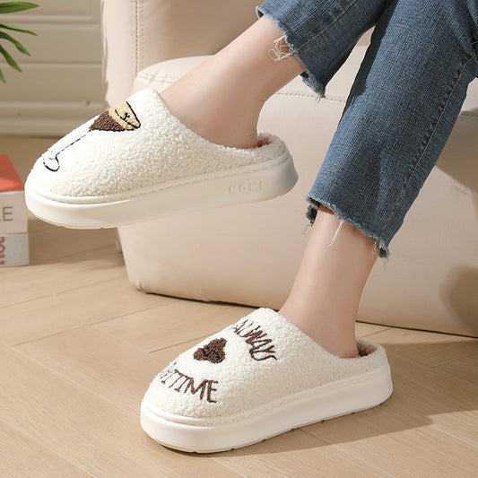 Couples Thick-soled Warm Cotton Slippers