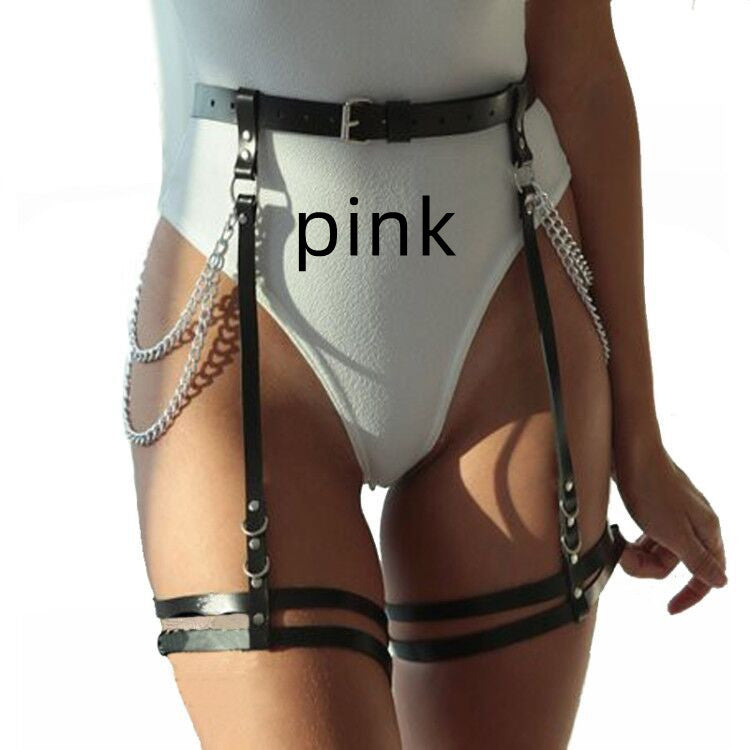 Belt Chain Adjustable Integrated Leg Loop Garter Belt