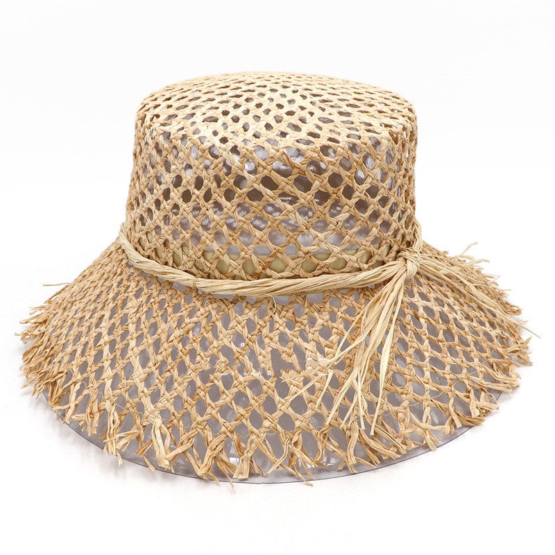 Spring And Summer New Lafite Straw Hat Flat Top Hat Under Collapse Sun Protection Ladies