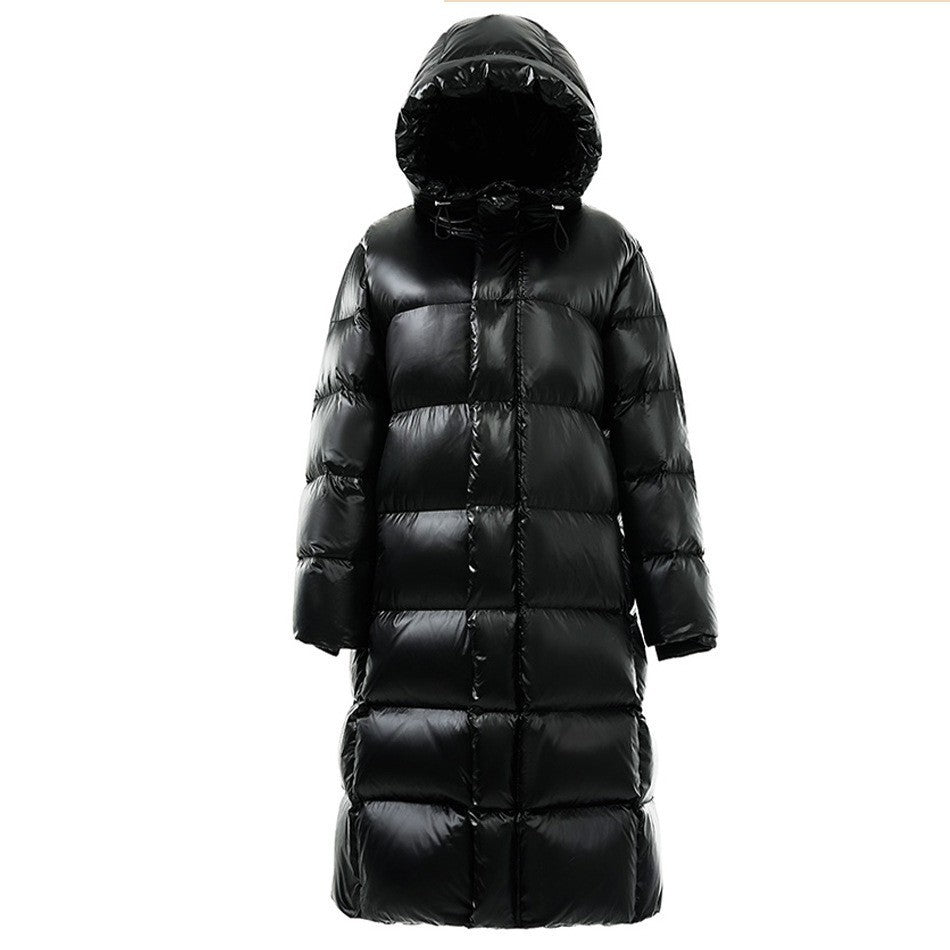 Long Black Same Over-the-knee Thick Down Jacket Women's Coat