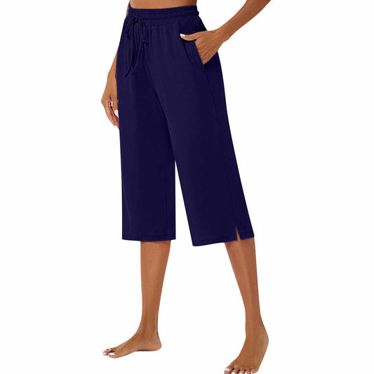 European American Polyester Wide-leg Pants Women's Casual Pants Artistic Retro Drape Slim Shorts
