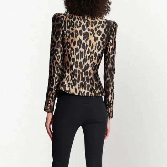 Retro Style Fashionable Fashion Leopard Print Coat Short