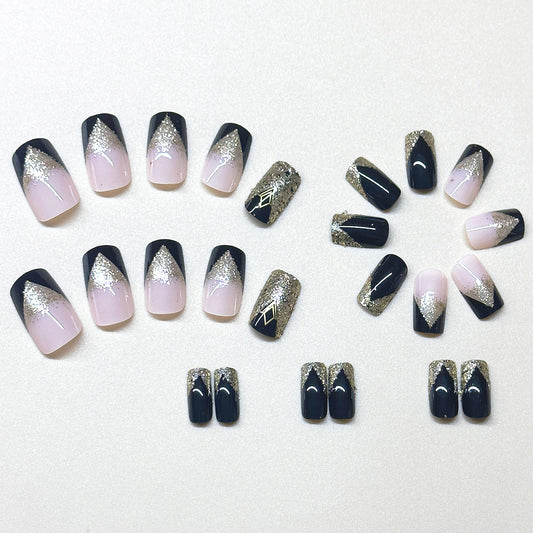 Black Gold Sweet Cool Mid-length Removable Fake Nail Tip