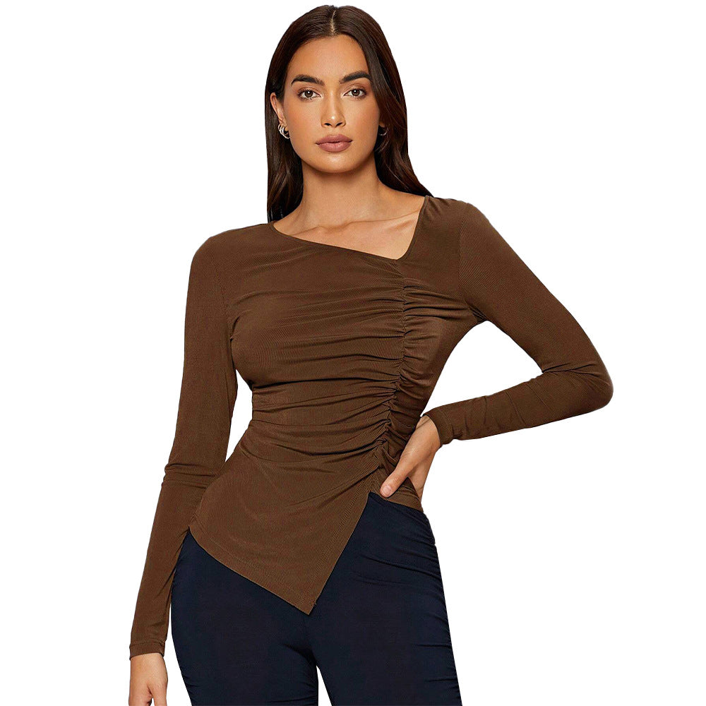 Women's French Elegant Style T-Shirt AutumnWinter Domineering And Intellectual Style High-End Slim Fit Top