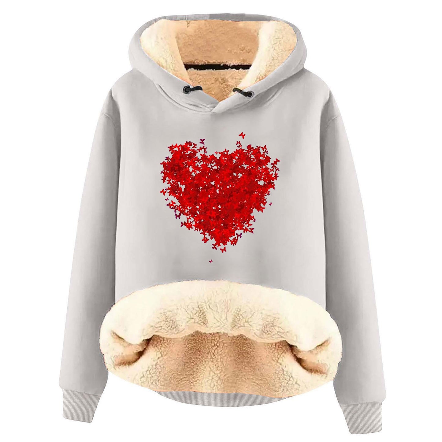 European And American Hooded Sweater Fleece Lined Padded Warm Keeping Loose Hooded Pullover