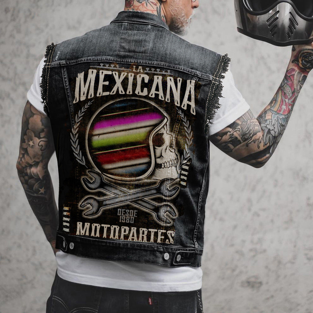 Breathable Punk Denim Motorcycle Motorcycle Vest