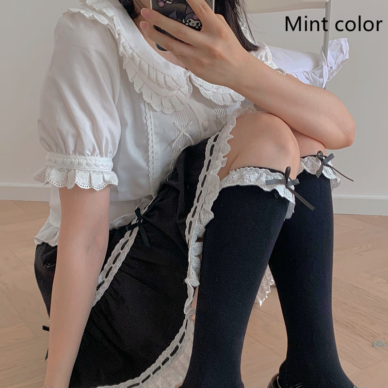 Women's Spring Bow Tie Socks Maid
