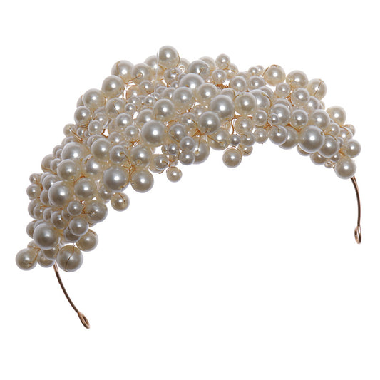 Pearl Crown Headwear Handcrafted Retro Curly Hair Styling Accessories