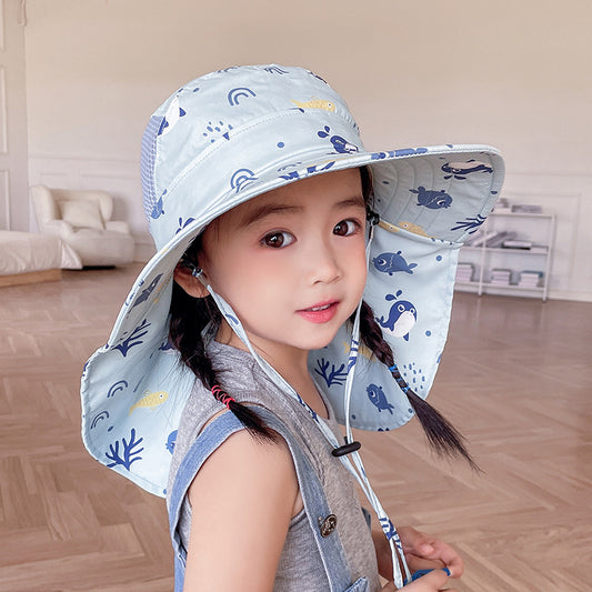 Baby Sunshade Thin Breathable Neck Protection Sun Hat Shawl