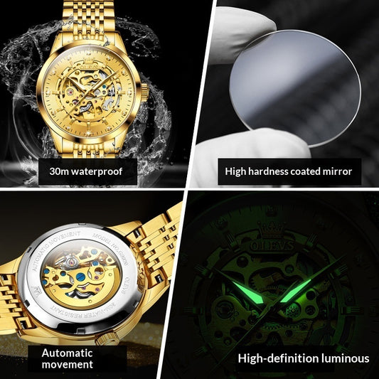 Fully Automatic Mechanical Skeleton Mens Watch