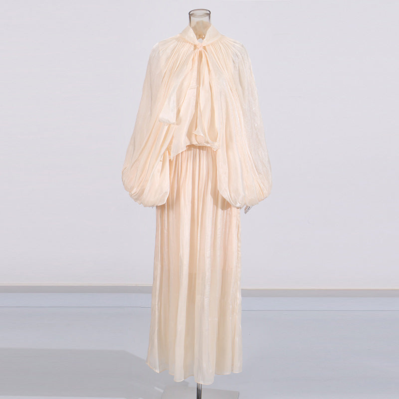 Designer Batwing Sleeve Lace-Up Dress For Women