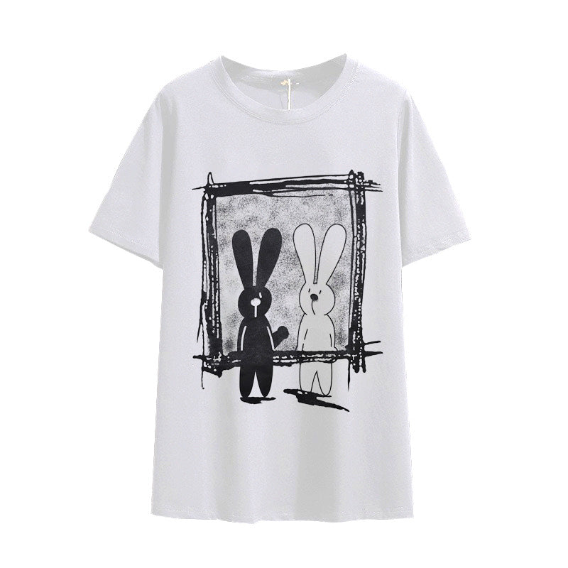 Summer New Style Fat Sister Rabbit Vintage Print Cotton