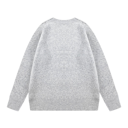 Autumn And Winter Letter Jacquard Slim Round Neck Base Sweater