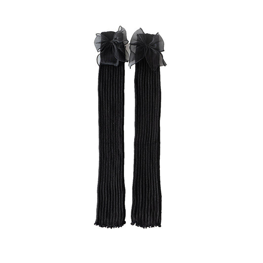 Female Bow Knot Pile Socks Autumn And Winter Soft Girl Calf Cover