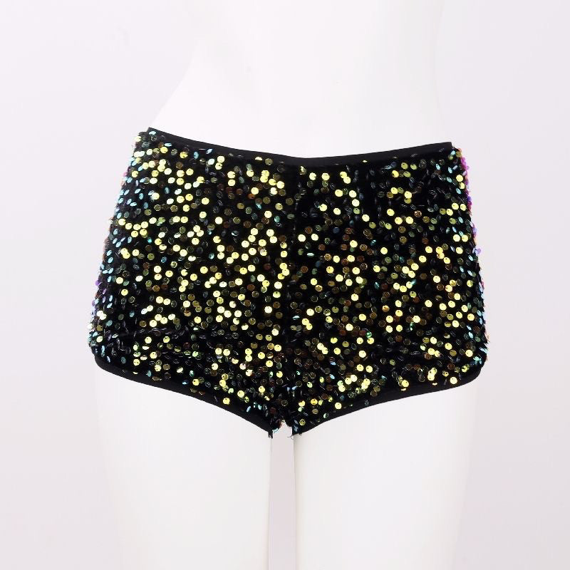 Retro Sequin Slim-fit Ultra-tight Letter-print Casual Shorts