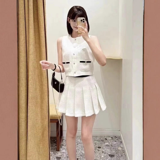 Sleeveless Vest Top And Skirt Set