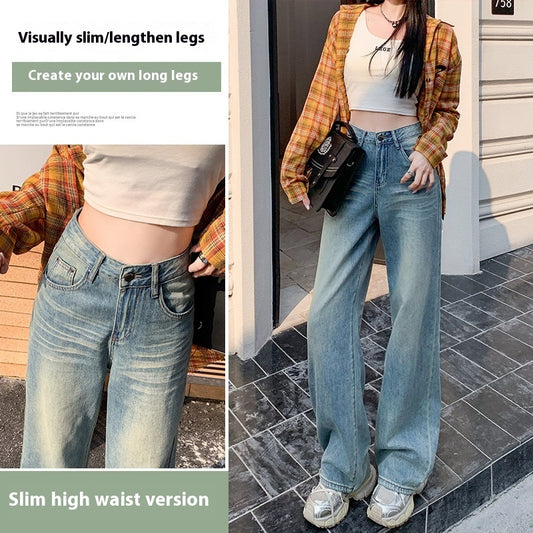 Gletsjerblå Wide-leg Jeans til kvinder, forårsnyhed